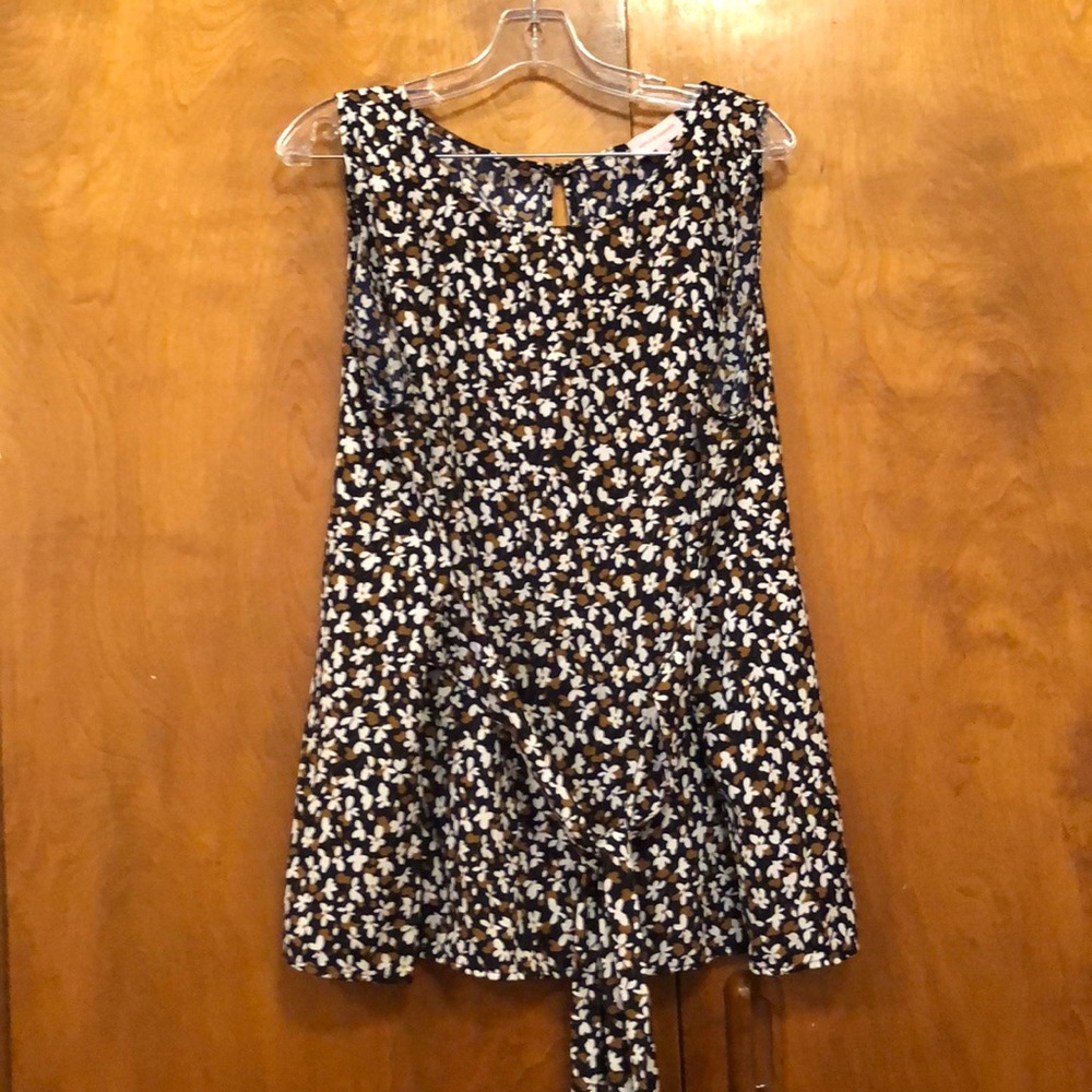 Molly & Isadora - Dark Blue Floral Top with Ties